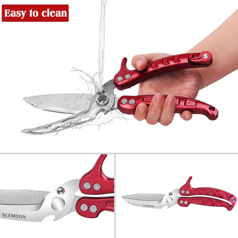 SLEMOON Heavy Duty Kitchen Scissors Poultry Shears 2pcs set Burgundy - BeesActive Australia