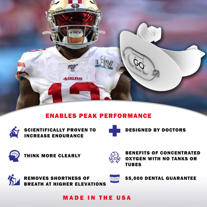 GO2 Sports Football Mouth and Lip Guard with Maximum Air Flow for Increased Oxygen and Endurance Includes Dental Warranty Made in The USA White - BeesActive Australia