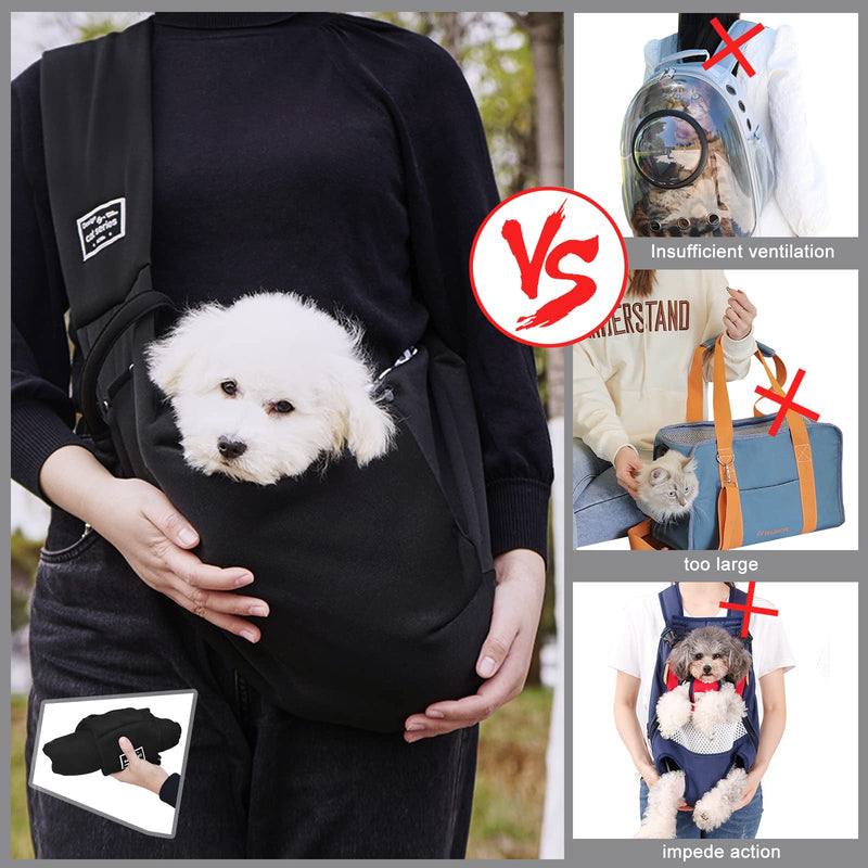 Dog and Cat Sling Carrier, Dog Carriers for Small Dogs, Soft Material, Easy to Clean and Non-Sticky, Fashionable and Sporty, for Outdoor Travel… Black - BeesActive Australia