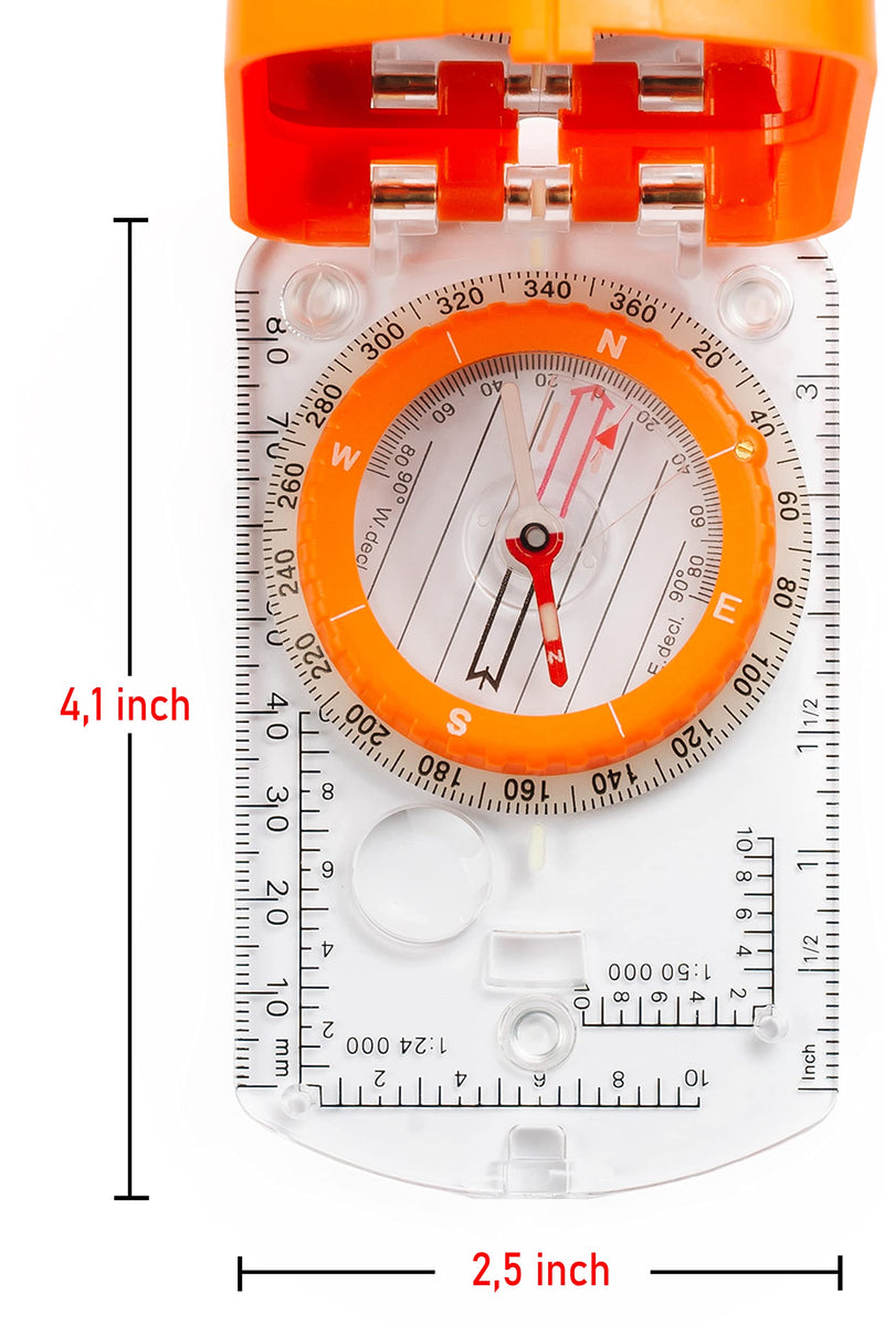 Sighting Compass Mirror Adjustable Declination - Boy Scout Compass Hiking Survival - Map Reading Compass Orienteering - Mirror Compass Hunting Fishing - Military Compass Waterproof Backpacking Camping - BeesActive Australia