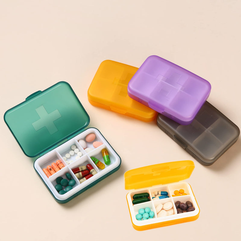 Pill Box Weekly, Portable Pill Organiser 6 Compartment, Daily Pill Box Organiser 6 Day，Holds Medication, Health Products or Small Accessories，Organiser Box Fit Easily Into a Pocket or Bag (Purple) Purple - BeesActive Australia