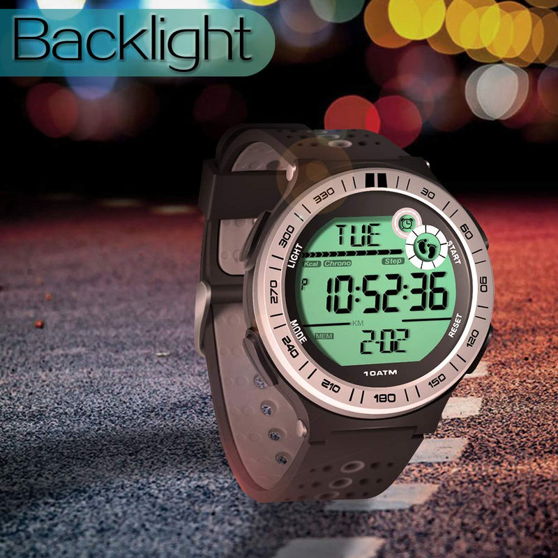10 ATM Waterproof Sports Watch Pedometer for Men Boys Scuba Diving Watch with Lap Stopwatch and Alarm Clock Function, 12/24 Hour Format Selectable - BeesActive Australia