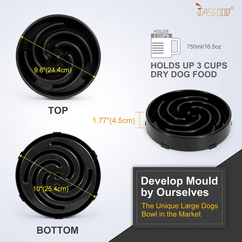 JASGOOD Slow Feeder Dogs Bowl for Large Dogs,Anti-Gulping Pet Slower Food Feeding Bowls Stop Bloat,Preventing Choking Healthy Design Dogs Bowl A-Black - BeesActive Australia