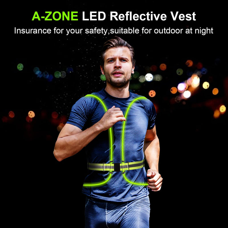 A-ZONE Running Lights for Runners Led Reflective Running Vest- High Visibility Reflective Gear Reflective Vest for Running or Cycling for Joggers Cycling Nights Sport USB Rechargeable, 7 colors Waterproof - BeesActive Australia