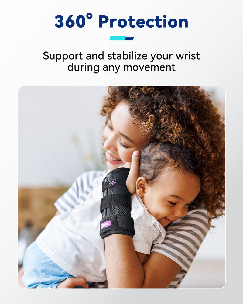 Fitomo Wrist Support with 3 Metal Splints and Soft Thumb Opening, Wrist Splint for Carpal Tunnel Arthritis Tendonitis Sprains, Hand Splint for Night Support Sleeping, 1 Unit, Right Hand S/M Right-Purple - BeesActive Australia