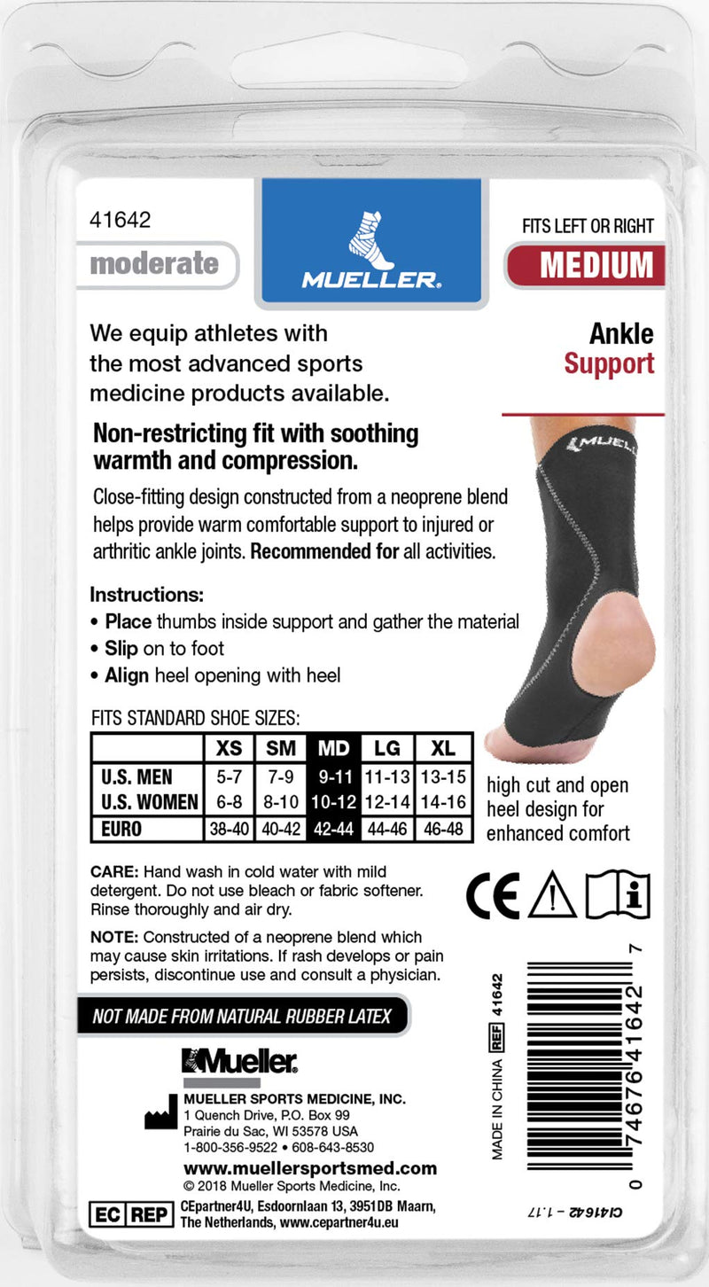 Mueller Sports Medicine Ankle Support Sleeve, For Men and Women, Black, Medium Medium (Pack of 1) - BeesActive Australia