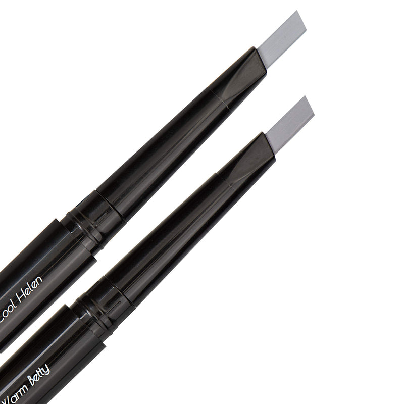 Eye Embrace Light Gray Eyebrow Pencils: Warm Betty & Cool Helen 2 Pack Bundle - Waterproof, Double-Ended Automatic Angled Tip & Spoolie Brush, Cruelty-Free - BeesActive Australia