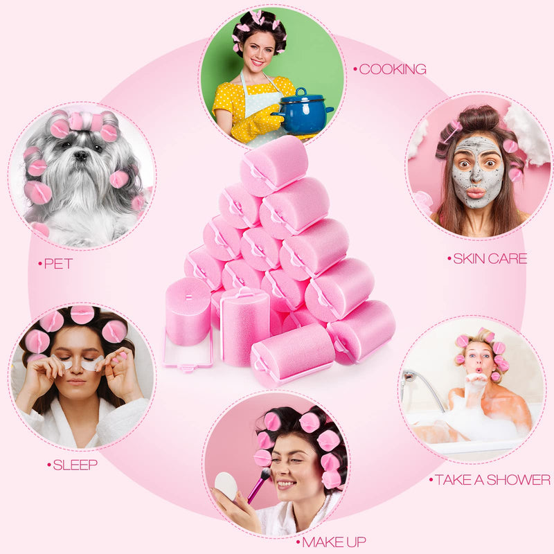 18 Pieces Sponge Hair Rollers Large Soft Foam Hair Styling Curlers 40 mm Large Size Hairdressing Curlers for Women and Kids - BeesActive Australia