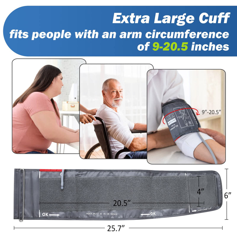 Extra Large Blood Pressure Cuff, ELERA Replacement Extra Large Cuff Applicable for 22-52CM Big Arm, Compatible with Omron BP Monitors, Large Adult & XXL Cuff Replacement for Extra Large - 5 Connectors XL + 4 Connectors - BeesActive Australia