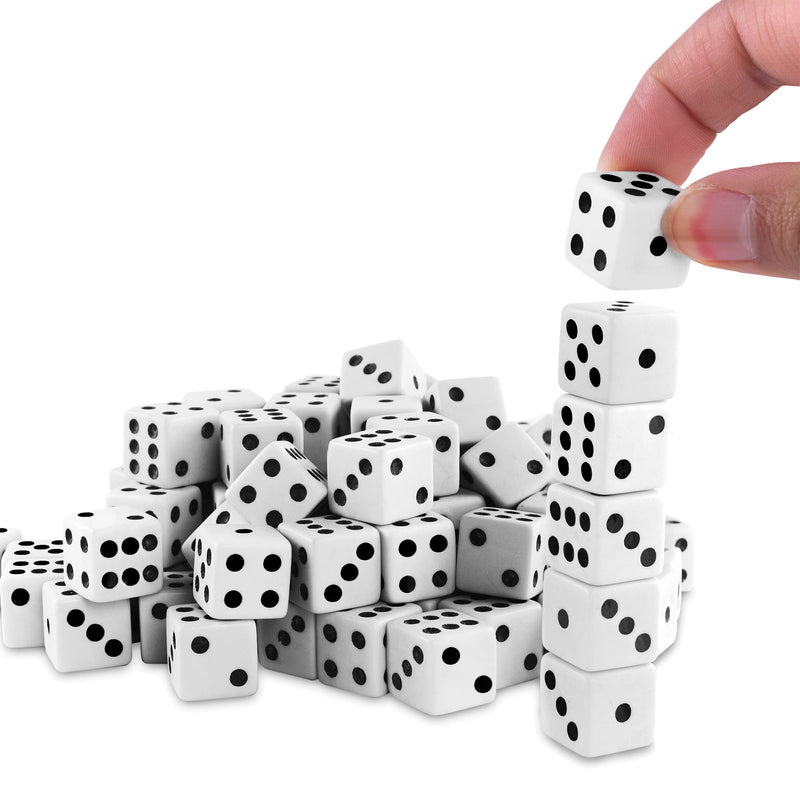 Super Z Outlet Standard 16mm White Dice with Black Pips Dots for Board Games, Activity, Casino Theme, Party Favors, Toy Gifts (100 Pack) - BeesActive Australia