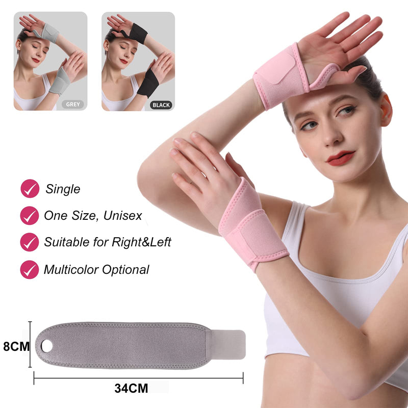 Wrist Support Compression Wrist Brace Elastic Adjustable Carpal Tunnel Support for Sports Protecting, Fitness, Arthritis, Tendonitis Pain Relief One Size Fits Left or Right Hand Single (Pink, 1 Pcs) Pink - BeesActive Australia