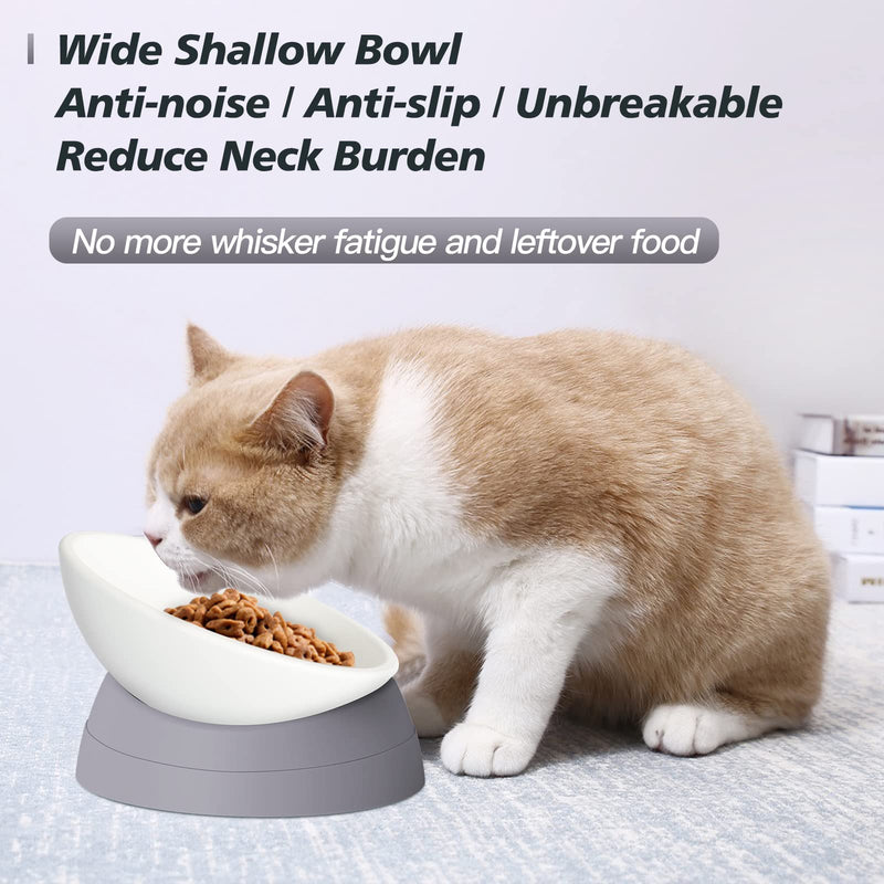 Hi, Ravitat Cat Bowls Elevated Cat Food Bowl Adjustable Cat Dish Anti-Slip and Anti-Noise Raised Cat Bowl Protecting Pet’s Spine Thickened Plastic Bowl Suitable for Indoor Cats, 17 Oz Milky White - BeesActive Australia
