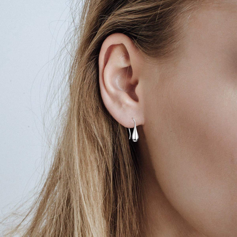 Pull Through Teardrop Dangle Earrings 925 Sterling Silver Simple Water Drop Earrings for Women pull through teardrop earrings - BeesActive Australia