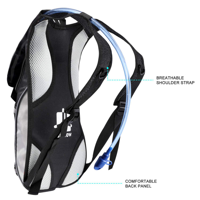 [AUSTRALIA] - KUYOU Hydration Pack with 2L Hydration Bladder Water Rucksack Backpack Bladder Bag Cycling Bicycle Bike/Hiking Climbing Pouch Black 