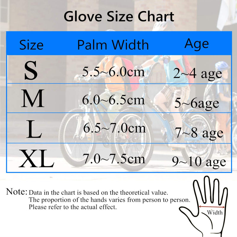 Kids Junior Cycling Gloves Outdoor Sport Road Mountain Bike, Fit Boy Girl Youth Age 2-10, Gel Padding Bicycle Half Finger Pair Blue X-Large - BeesActive Australia