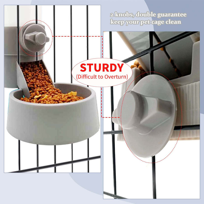Tfwadmx Rabbit Hanging Auto Food Water Dispenser Pet Cage Suspended Food Water Bowl Chinchilla Gravity Detachable Feeder Waterer Set for Puppy Kitten Bunny Ferrets Guinea Pig Water + Food Dispenser gray - BeesActive Australia