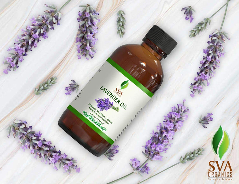 SVA Organics 100% Natural Lavender Essential Oil – Therapeutic Grade Aromatic Oil, 4 Fl Oz with Dropper | Natural Aromatherapy Oils Lavender Oil 4 Fl Oz (Pack of 1) - BeesActive Australia