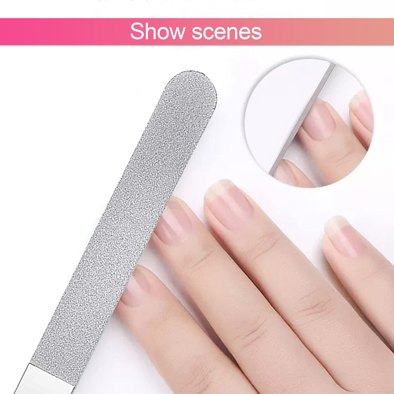 ONNPNN 4 Pieces Double Side Nail File Set, Stainless Steel Diamond Nail File, Professional Metal Fingernail Buffer Tool, Emery Board Travel Pedicure Kit Manicure Files for Salon Home Use - BeesActive Australia