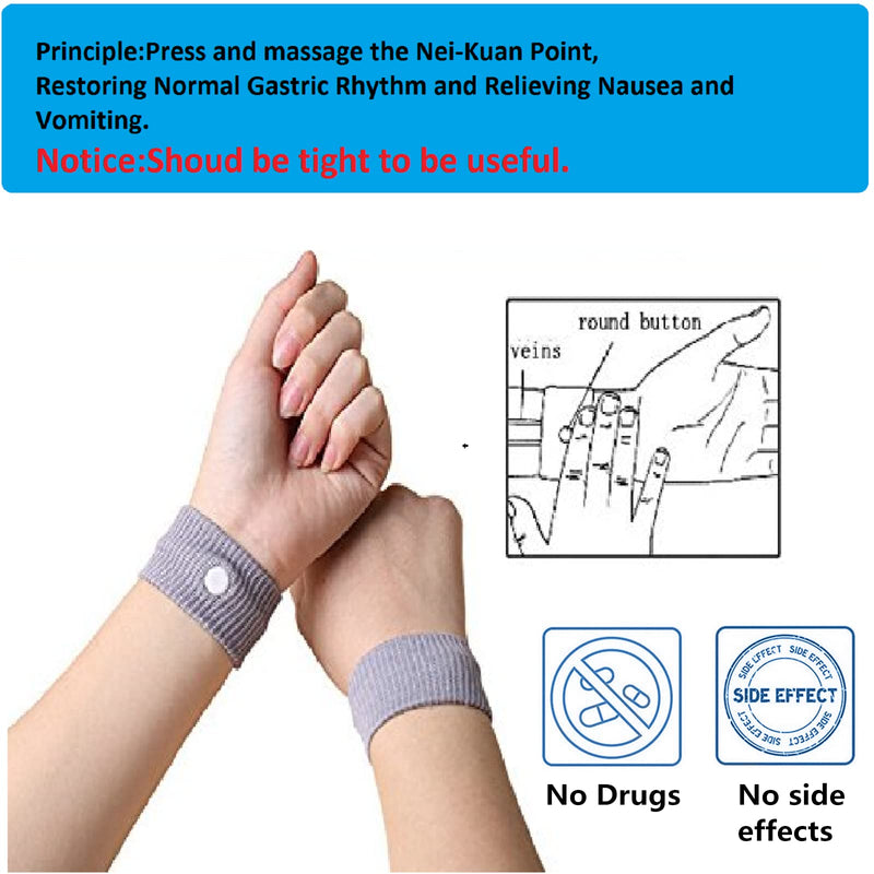 2 Pairs Car Motion Sickness Wristbands Acupressure Nausea Relief Band for Morning Sickness Sea Travel Black,grey. - BeesActive Australia