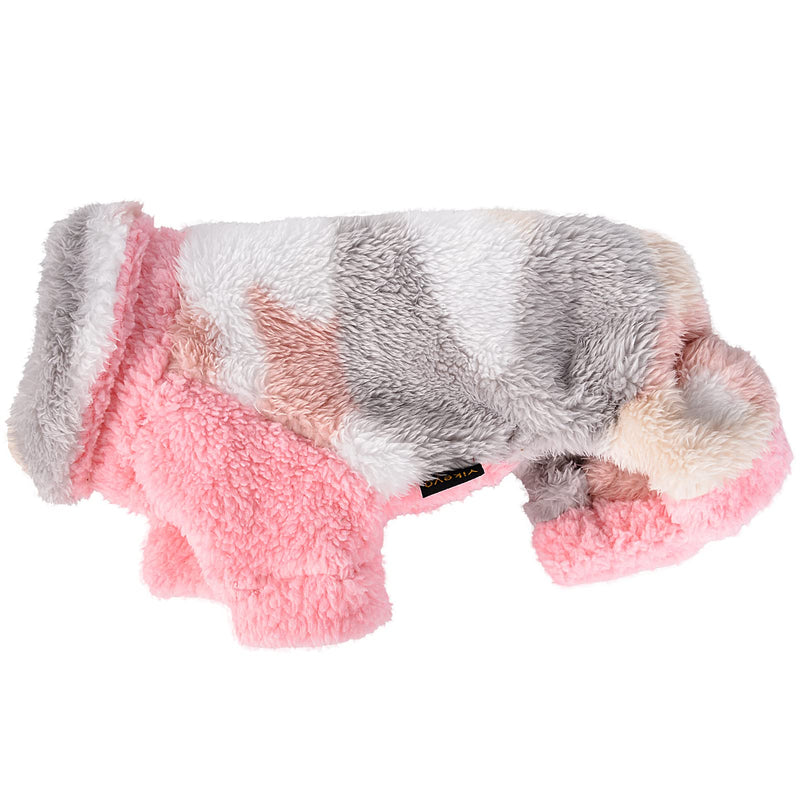 Sebaoyu Plaid Turtleneck Dog Pajamas for Small Dogs, Fleece Dog Sweater, Winter Cute Tiny Dog Clothes Outfit Puppy Pajamas Pet Jumpsuits Cat Clothing camouflage pink - BeesActive Australia
