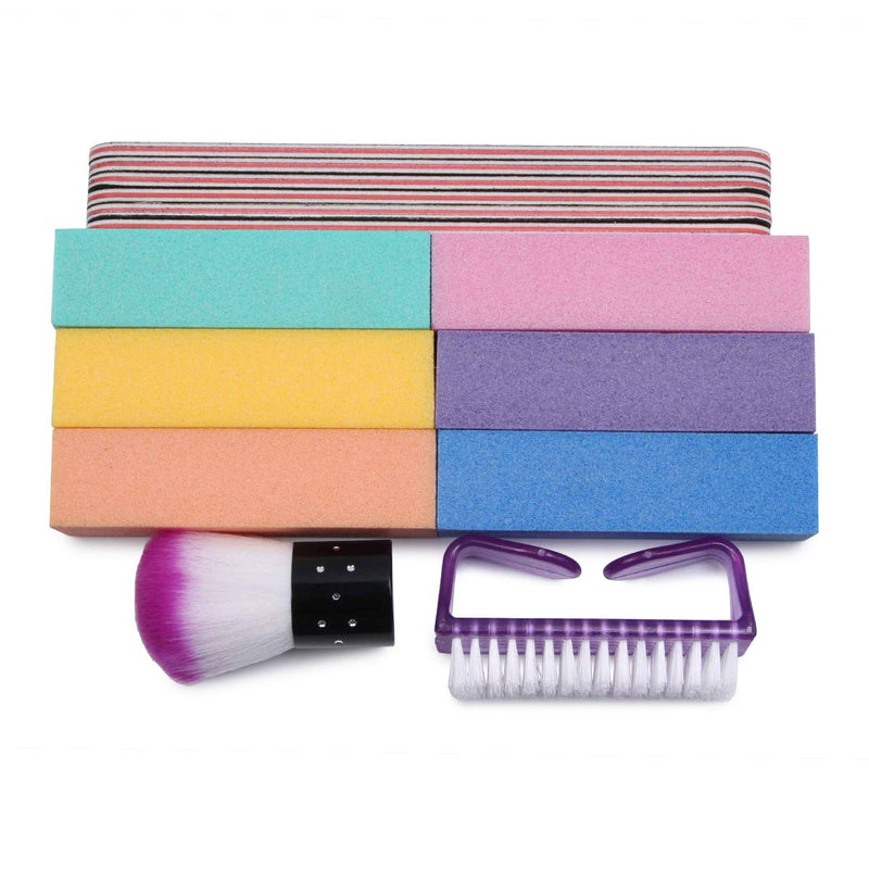 Nail File and Buffer, Professional Manicure Tools Kit 6pcs Rectangular Art Care Buffer Block 6pcs 100/180 Grit Double-sided Nail Files 6 pcs Purple 180/240 Emery Board & Buffers Brushes, 14Pcs/Pack - BeesActive Australia