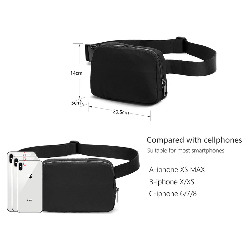Fanny Belt Bag Waist Pack Crossbody Bags Bum Bag for Running Hiking Travel Workout Adjustable Strap for Women -black black - BeesActive Australia