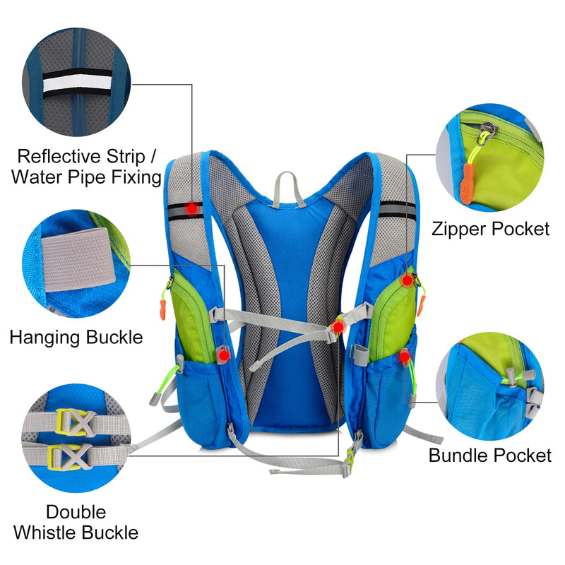 KOOVAGI Hydration Pack Backpack with 2L Hydration Bladder Lightweight Backpack Bladder Bag Outdoor Gear Pack for Running, Hiking, Cycling, Climbing, Skiing, and Traveling blue - BeesActive Australia