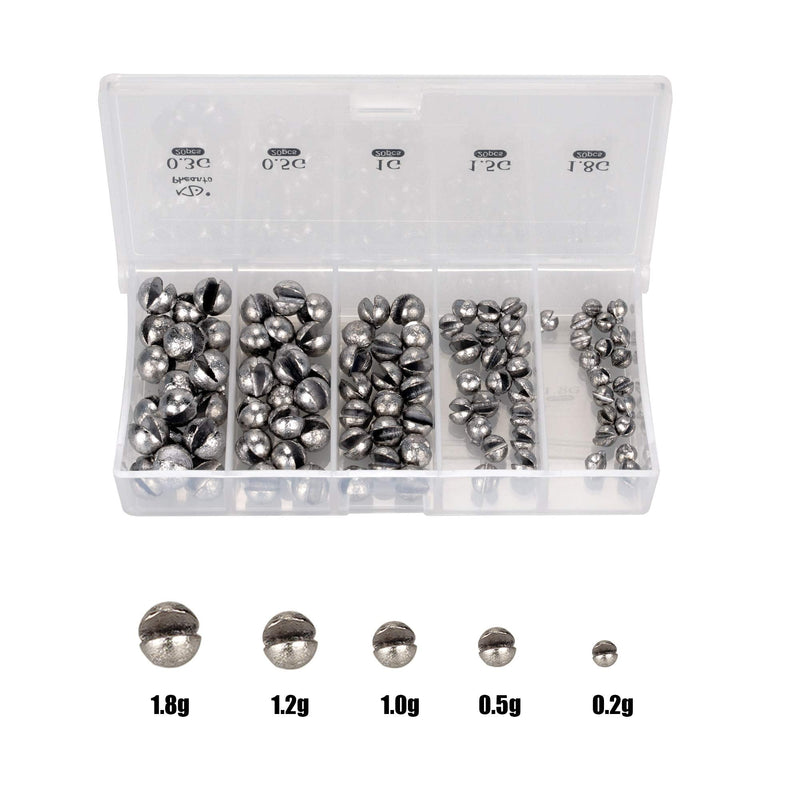 Pheanto Fishing Weights, 100PCS/Box Round Split Shots Fishing Weights, Fishing Weights Sinkers 5 Sizes kit, 0.2g, 0.5g, 1g, 1.5g, 1.8g - BeesActive Australia