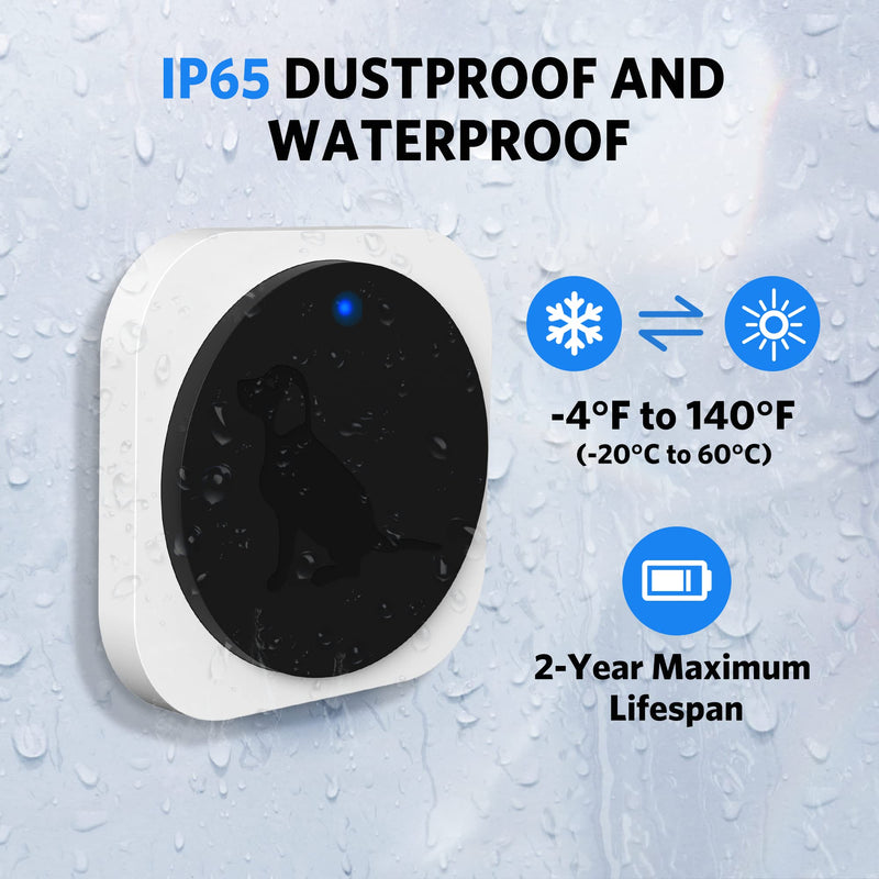 Hathever Dog Doorbells for Potty Training, Wireless Puppy Door Bell Operating at 1000 Feet with IP65 Waterproof Touch Button, 4 Notification Modes 1 Receiver + 2 Transmitters - BeesActive Australia