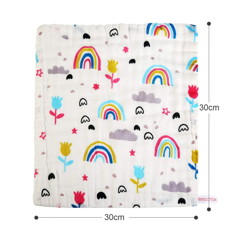 BelleStyle 10Pcs Muslin Washcloths Cotton Natural Baby Towels with Printed Design Soft Newborn Baby Towel for Sensitive Skin Baby - BeesActive Australia