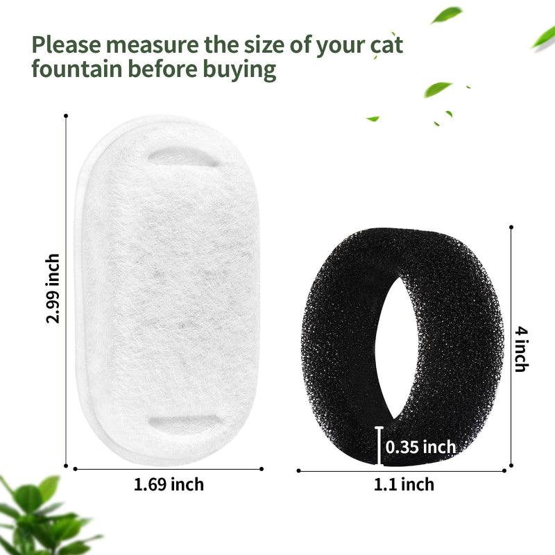 8 Pack Cat Water Fountain Filters with 8 Sponges, Pet Replacement Filters for Stainless Steel 108oz/3L, 67oz/2L Pet Fountain 8 Filters & 8 sponges - BeesActive Australia