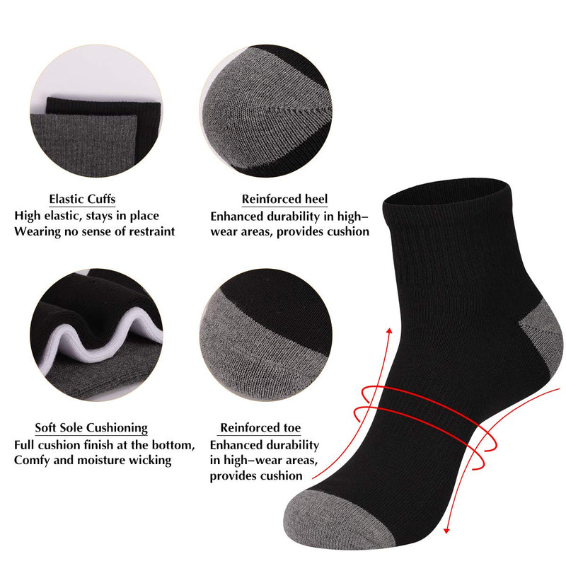 COOVAN 12 Pairs Mens Cushion Ankle Socks Men 12 Pack Low Cut Comfort Breathable Casual Socks Black-12 Pack - BeesActive Australia