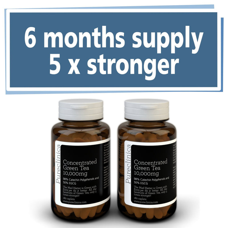 Pureclinica High Potency Green Tea 10,000mg 12 months supply.(2 bottles of 180 tablets) Lose weight, improve health, burn fat - BeesActive Australia