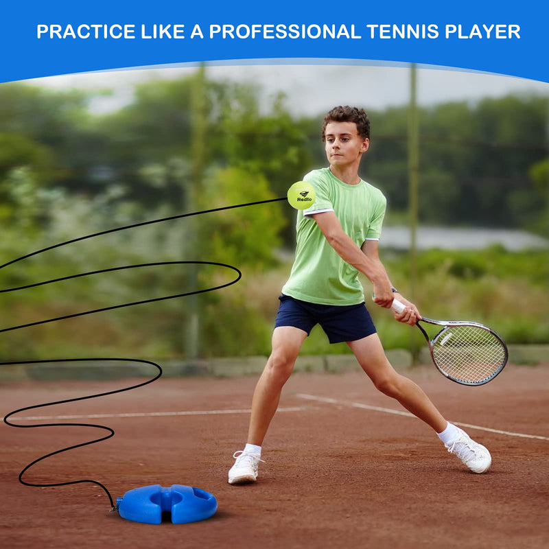 Redllo Solo Tennis Trainer Rebound -Portable Tennis Equipment for Self-Practice Includes 4 String Balls 2 Tennis Vibration Dampeners.Works for Aduls, Kids, Beginners - BeesActive Australia