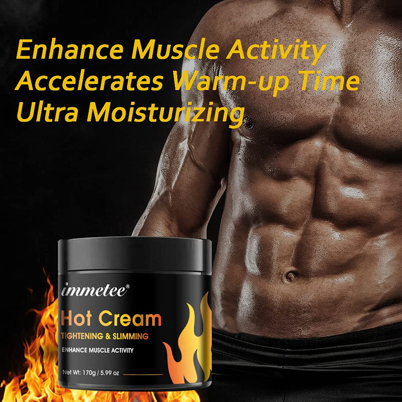 immetee Hot Cream, Sweat Fat Burning Gel - Natural Anti Aging Weight Loss Cream, Workout Enhancer For Shaping Waist, Abdomen and Buttocks Slimming Cream for Men and Women (Hot Cream 170g) - BeesActive Australia