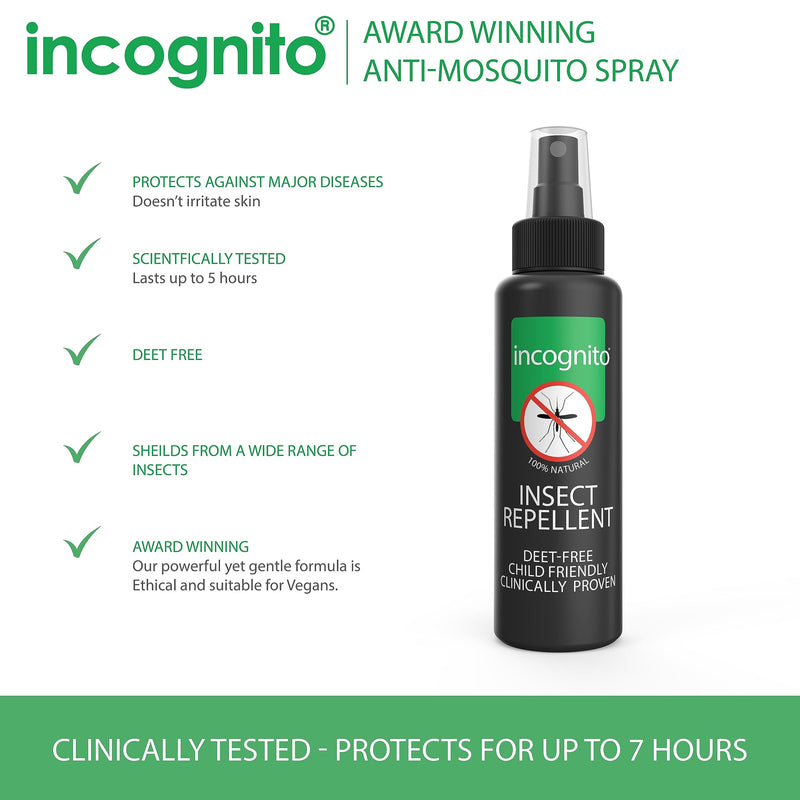 Incognito Insect Repellent Spray 50ml | Travel-Sized Natural DEET free formula | Protects For Up To 7 Hours | Shields from a wide range of biting insects | Travel Friendly Organic Mosquito Repellent 50 ml (Pack of 1) - BeesActive Australia