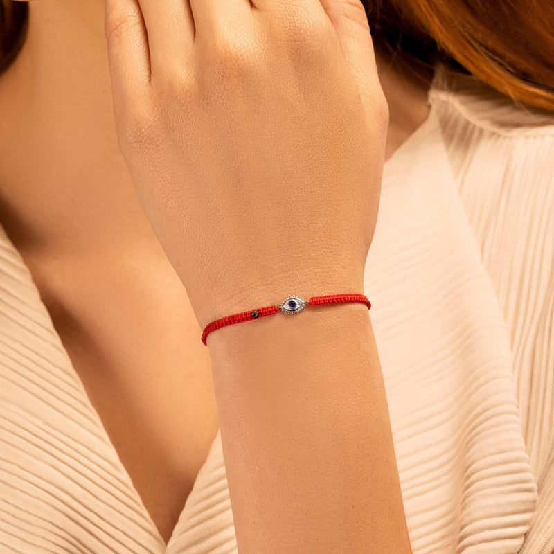 KARMA AND LUCK - Powerful Protection - Women's 18K Gold Plated Brass Red String Bracelet. Ready to Gift for Her Silver with Amethyst Stone - BeesActive Australia