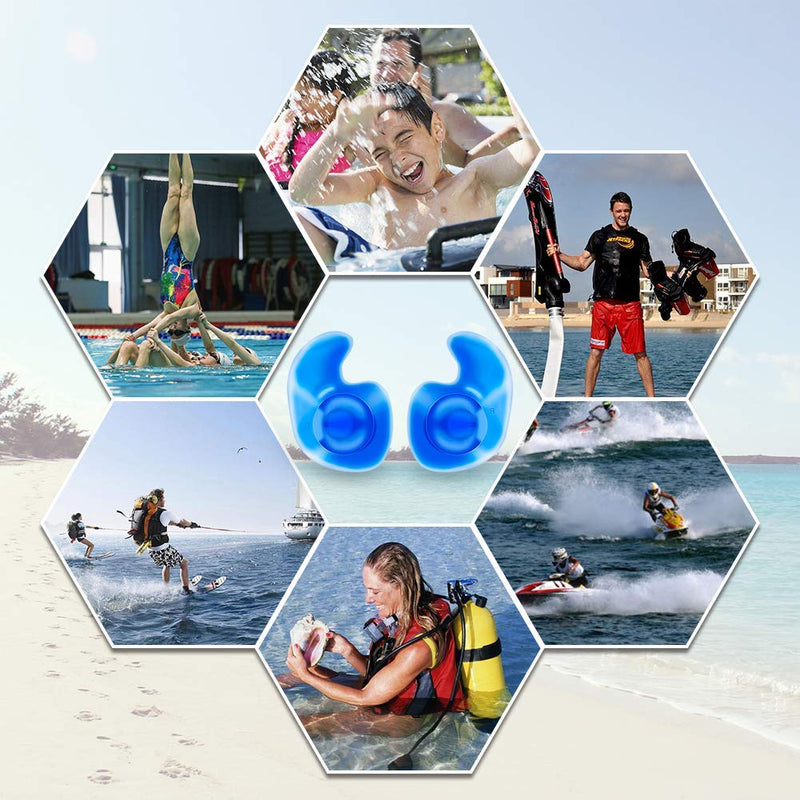 [AUSTRALIA] - Kitmate Swimming Earplugs, 2 Pair Reusable Waterproof Silicone Swimming Ear Plugs for Swimming,Surfers, Swimmers,Adults, Kids, Diving and Other Water Athletes 