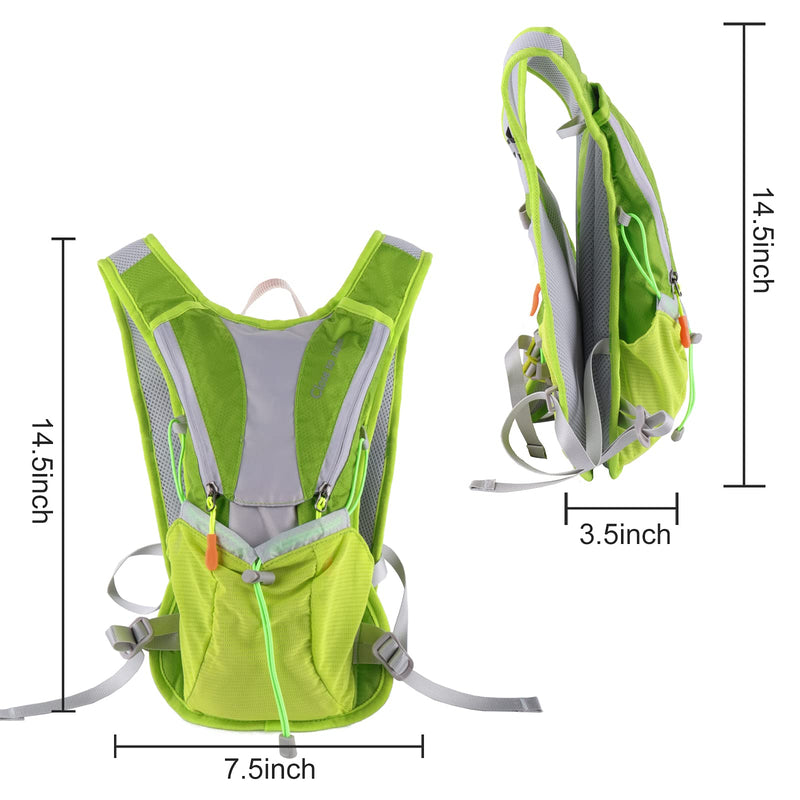 KOOVAGI Hydration Pack Backpack with 2L Hydration Bladder Lightweight Backpack Bladder Bag Outdoor Gear Pack for Running, Hiking, Cycling, Climbing, Skiing, and Traveling green - BeesActive Australia