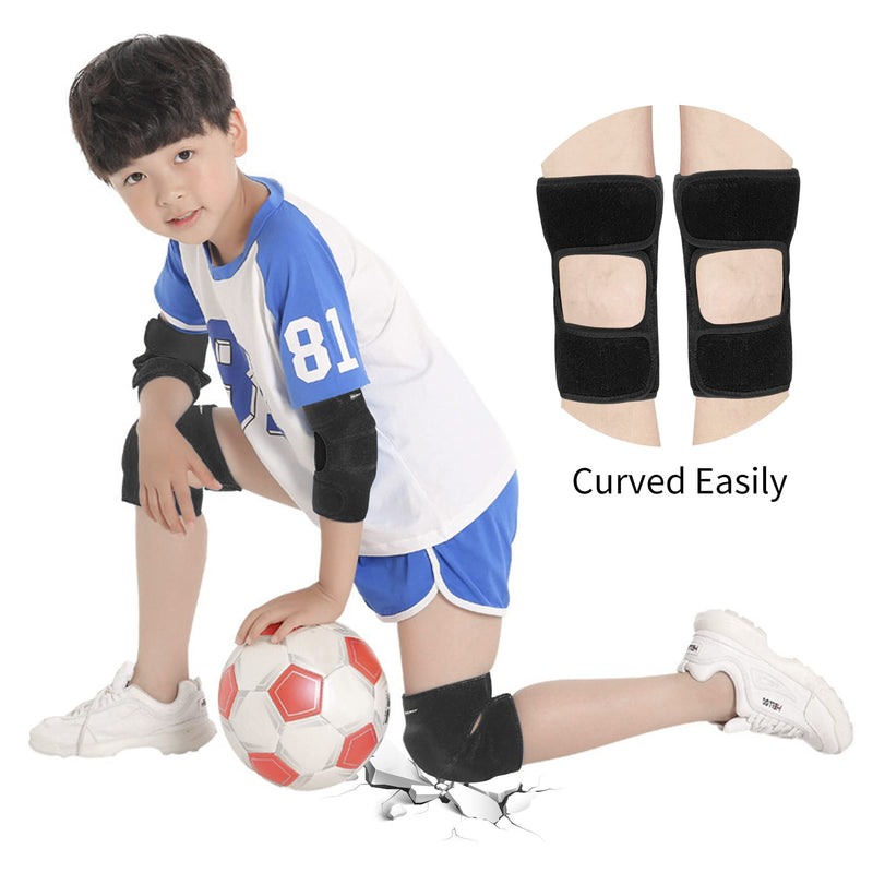 Soft Knee Pads and Elbow Pads with Thickened SBR Pads, Adjustable Knee and Elbow Pads for Kids Girls Boys Teenagers Youth Adult, Protective Gear Set for Cycling Dancing Volleyball Skateboarding Soccer Hockey Black Elbow/S+knee/S - BeesActive Australia