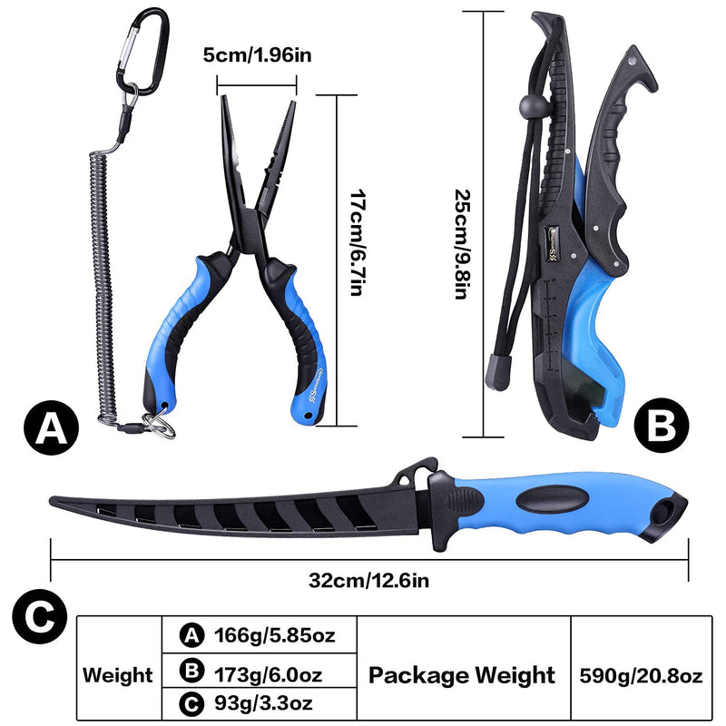 Sougayilang Fishing Pliers 4pcs Tools Set Combos with Steel Pliers,Floating Lip Grip,Sharp Fillet Fishing Knife,Multi-Function Fishing Tools,Fishing Gear with Gift Box - BeesActive Australia