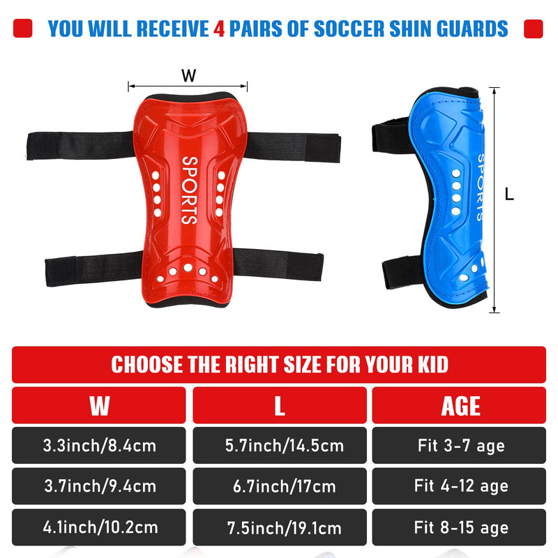 8 Pieces Youth Soccer Shin Guards, Soccer Shin Guards, Child Calf Protective Gear, Soccer Durable Shin Pads with Adjustable Double Straps Fit 4-12 Age, 3.7 x 6.7 Inch - BeesActive Australia