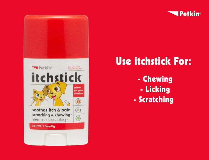 Petkin Anti Itch Stick for Pets - Simply Rub on Anytime to Provide Pain & Itching Relief for Dogs & Cats on Contact - Bitter Taste Stops Licking & Chewing - 1.5 oz Net Weight -Ideal for Home or Travel 1 Pack - BeesActive Australia