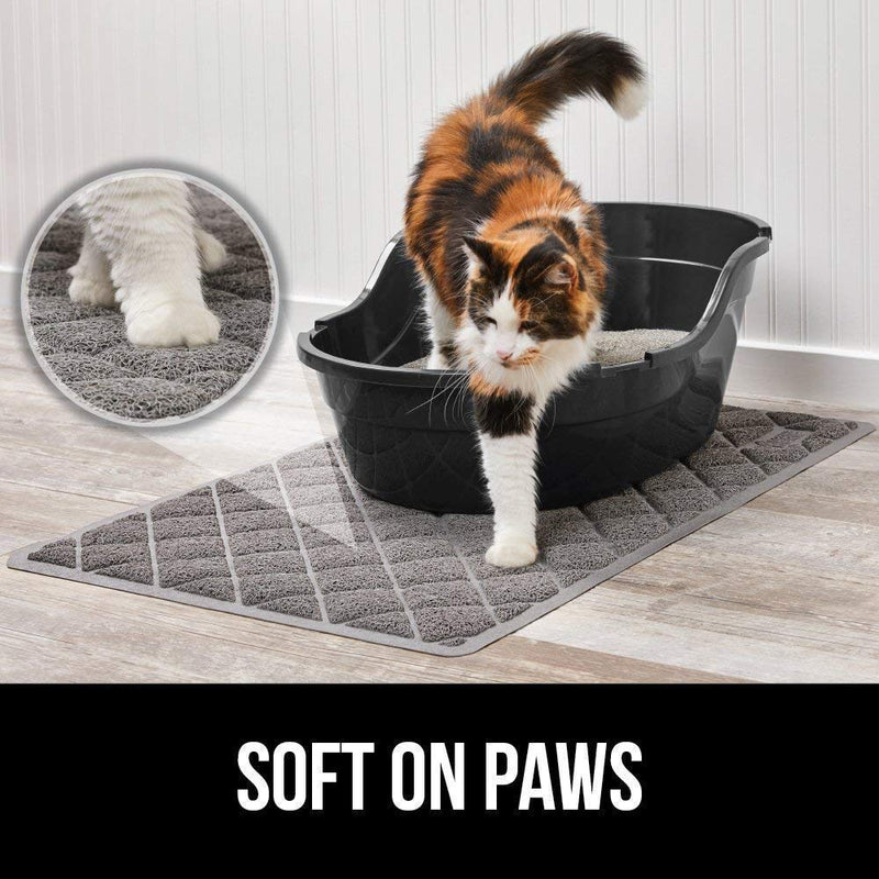 Gorilla Grip Cat Litter Mat and Silicone Pet Feeding Mat, Both Gray, Cat Mat Size 35x23, and Silicone Pet Feeding Mat Size 18.5x11.5, 2 Item Bundle - BeesActive Australia