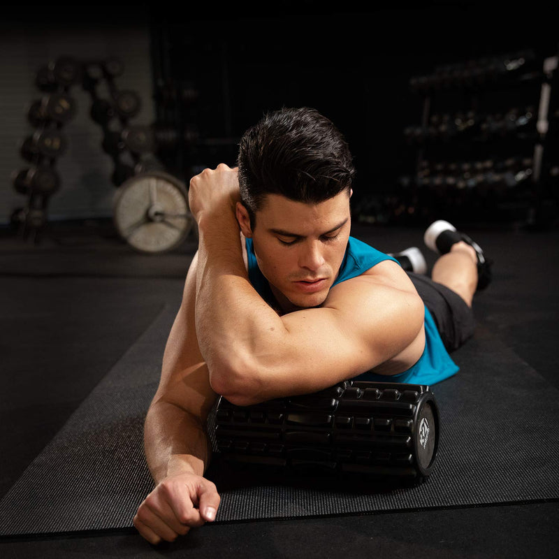 321 STRONG Foam Roller - Extra Firm High Density Deep Tissue Massager with Spinal Channel Black - BeesActive Australia