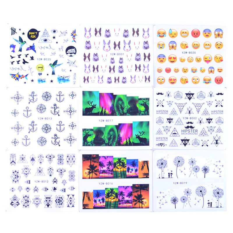 SILPECWEE 48 Sheets Summer Nail Water Transfer Stickers Tips Water Slide Nail Art Decals Flower Manicure Accessories and 1Pc Anti-Static Tweezers NO2 - BeesActive Australia