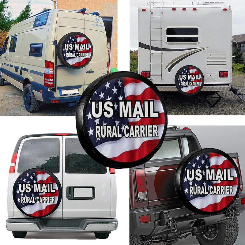 MSGUIDE US Mail Rural Carrier Spare Wheel Tire Cover Weatherproof Tire Protectors for Jeep Trailer RV SUV Truck and Many Vehicles (14" 15" 16" 17") 14'' for diameter 23''-27'' - BeesActive Australia