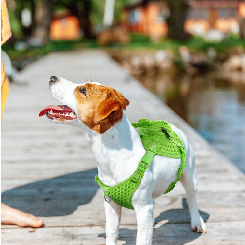 IDOMIK Dog Backpack No-Pull Pet Harness Vest with Saddle Bag Backpack, Cute Frog Shape Self Carrier Backpack Travel Camping Hiking, Adjustable Puppy Mesh Bag Vest with D-Ring for Small Medium Dogs Green Frog - BeesActive Australia