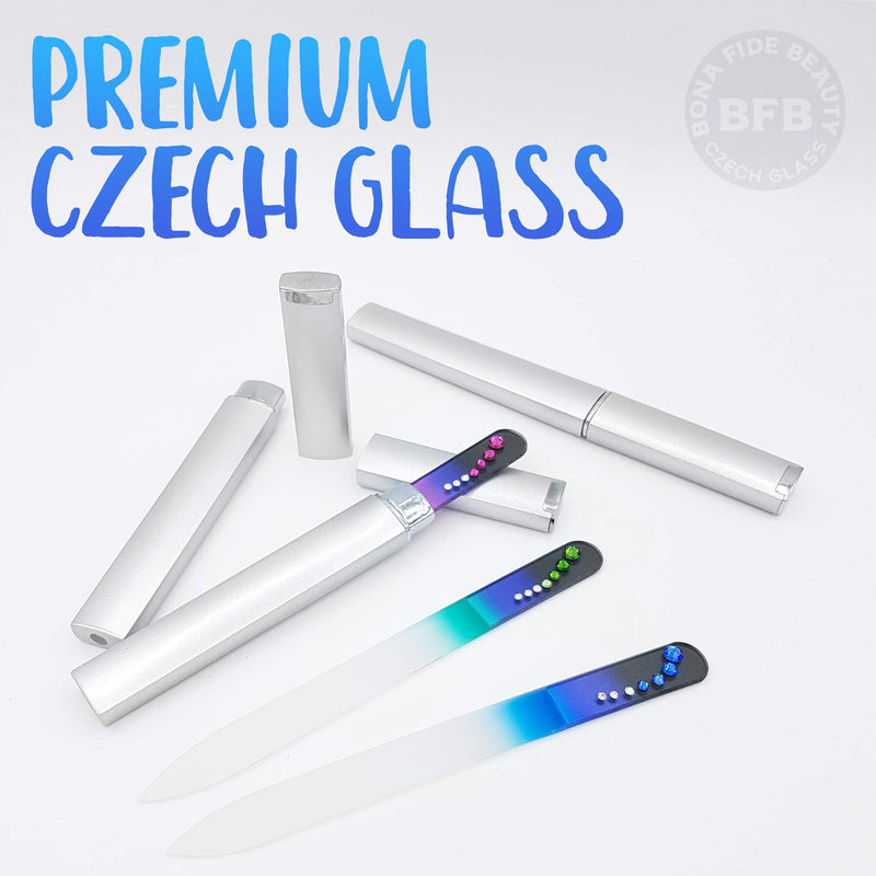 Crystal Nail Files, Glass Nail File in Case for Precision Filing, Smooth & Gentle on Nails - Bona Fide Beauty Premium Czech Glass - BeesActive Australia