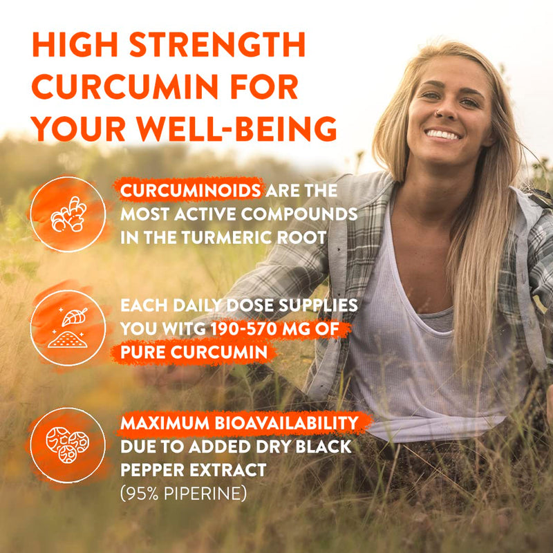 Turmeric and Black Pepper Capsules [ 600 Mg ] - 180 Vegan Turmeric Capsules - 95% Curcumin Extract & Piperine - Tumeric Supplements with Black Pepper High Strength - Non-GMO - 3rd Party Tested - BeesActive Australia